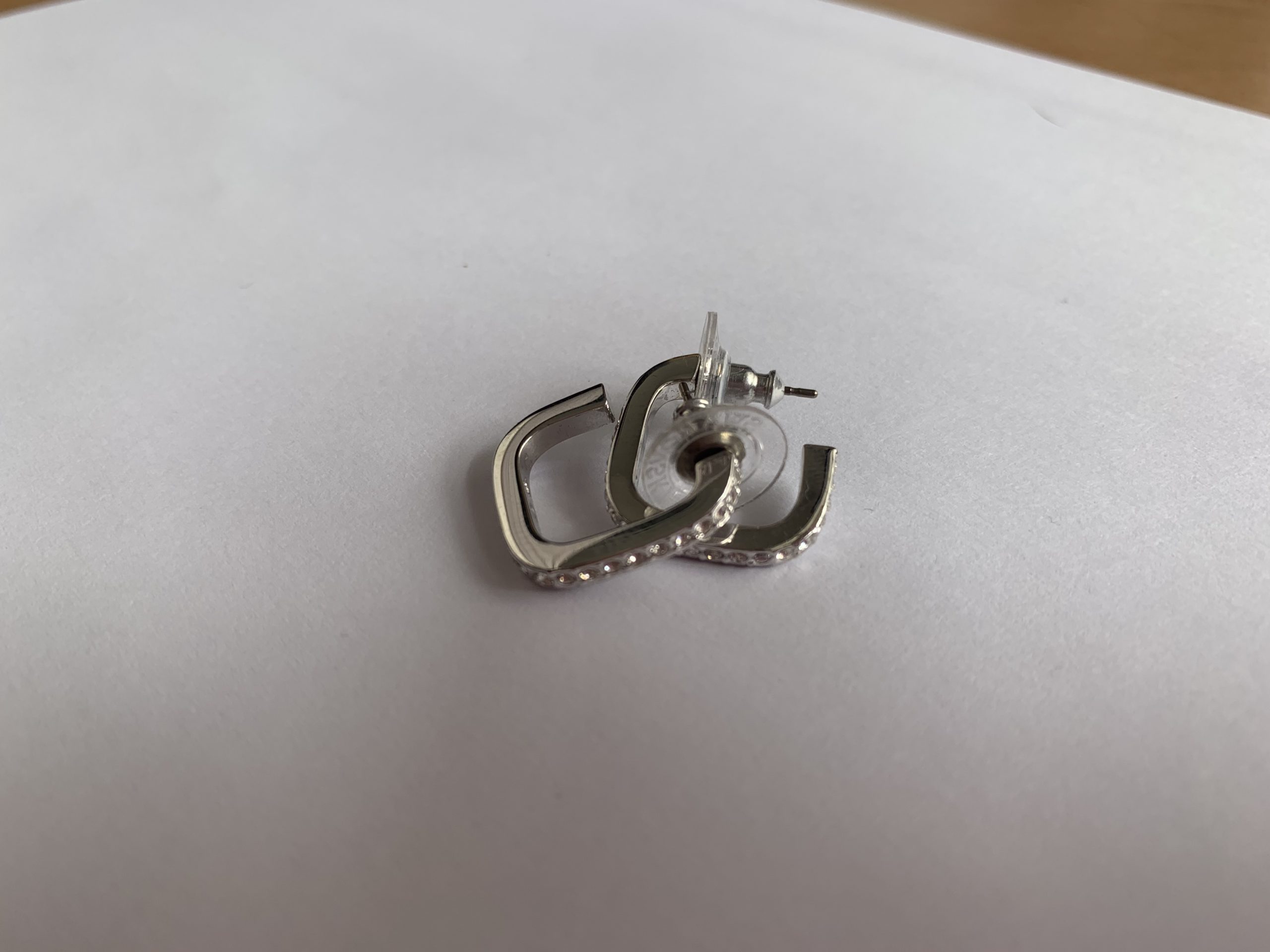 Silver Colour Rhodium Plated Swarovski Earrings With Swarovski Crystals, In Original Box (For Pierced Ears) #ML703 R495.00 | Dimensions: 17mm x 20mm - Image 2