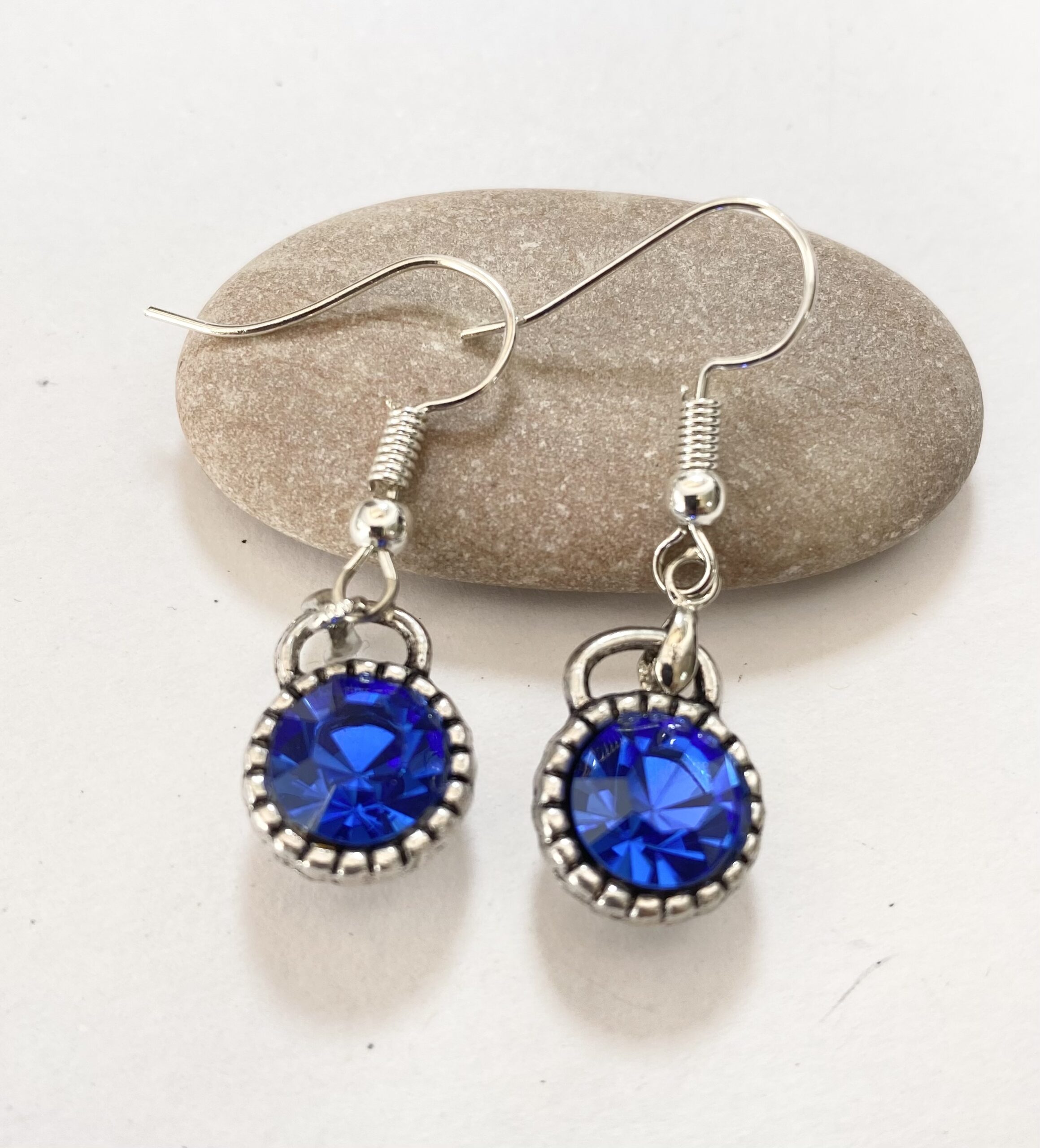 Set - 18k White Gold Plated Set of Earrings and Necklace With Synthetic Blue Sapphires #ML1230 R695.00 | Dimensions: Chain is 485mm. Earrings are 22mm x 11mm. Pendant is 28mm x 11mm - Image 3