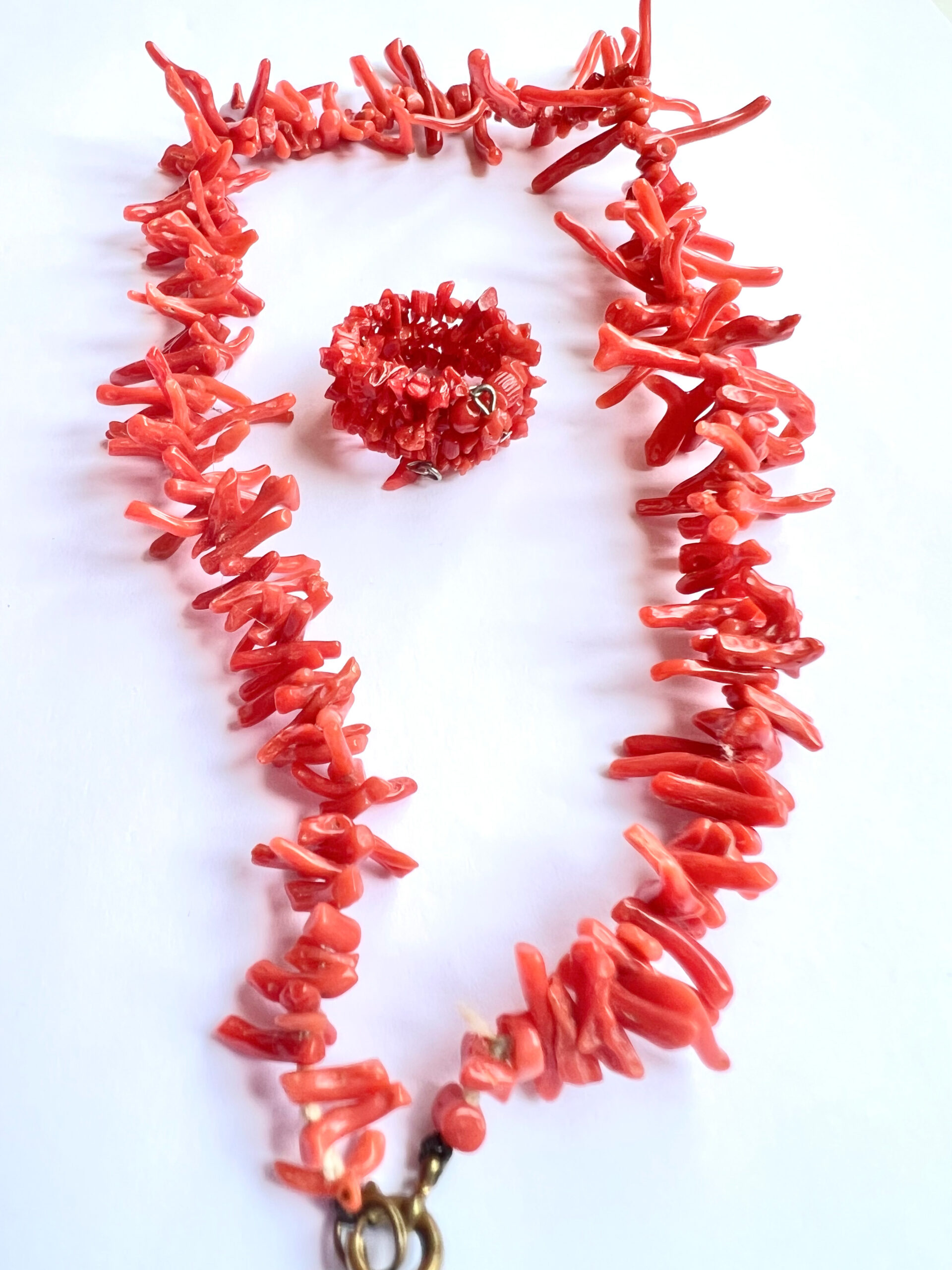 Necklace Vintage Red Coral Necklace and Ring Set ML1849