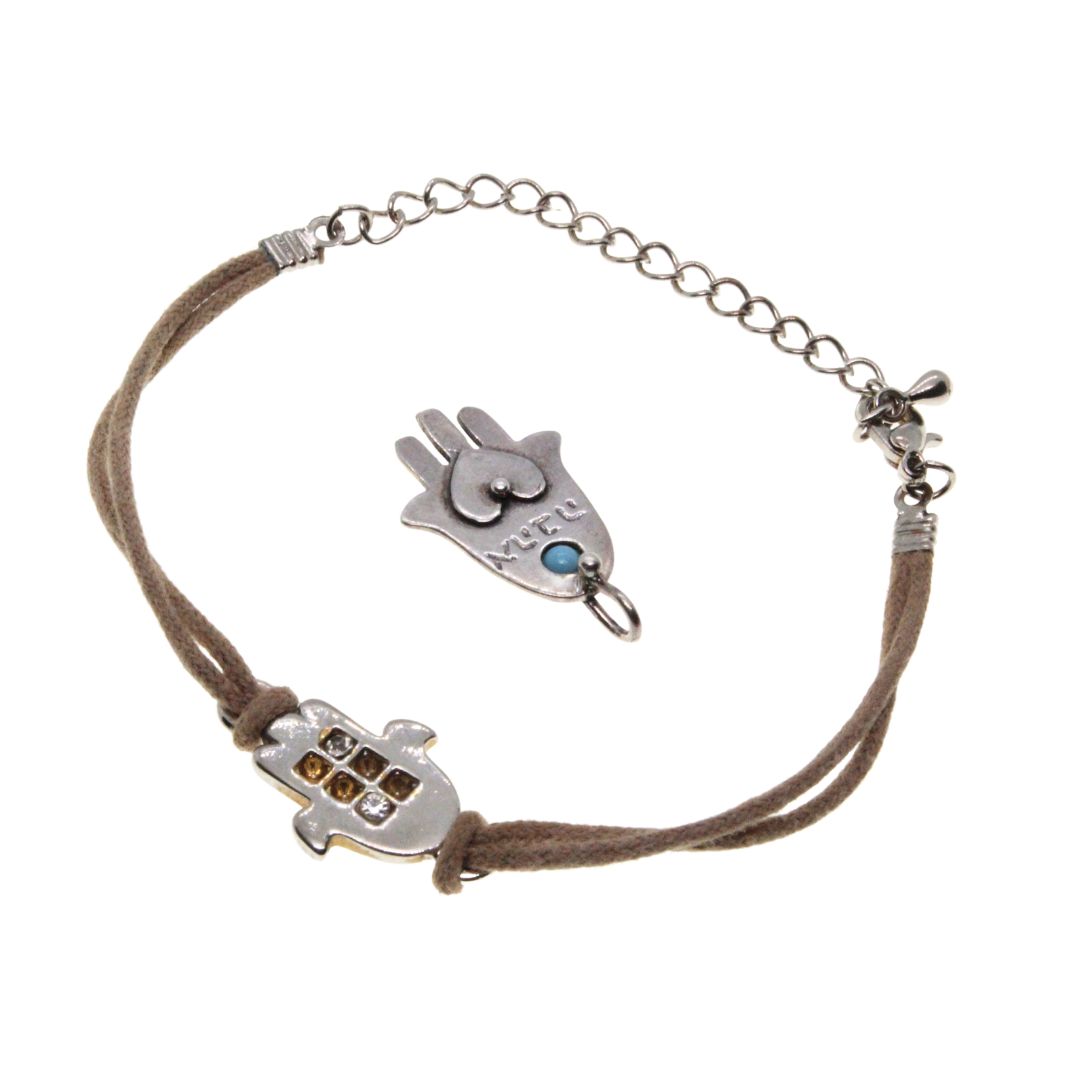Hamsa Sterling Silver Bracelet plated in Rhodium