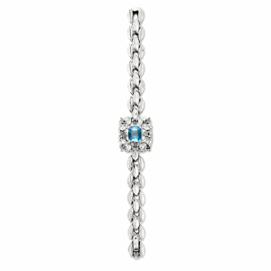Bracelet - Silver Tone Signed Coro Bracelet with Centre Blue Stone and Clear Stones - ML3740