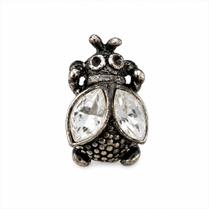 Pendant - Silver Tone Lady Bug Pendant with Clear Stones - ML3745