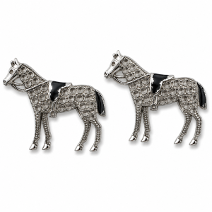 Brooch - Silver Tone Horse Design Brooch with Marcasite Outline - ML3754