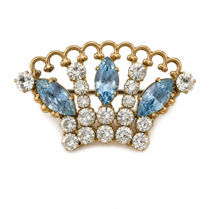 Brooch - Gold tone crown shaped Rhinestone Brooch - ML3760