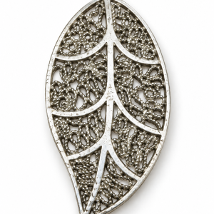 Pendant - 925 Silver Leaf Pendant with Intricate Filigree Design - ML3771