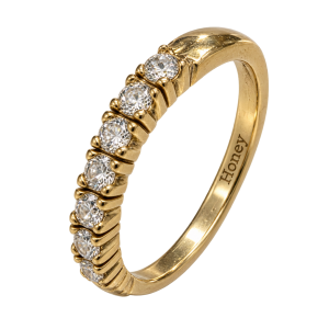 Ring - Honey Stamped Gold Tine Eternity Ring with Clear Stones - ML3772