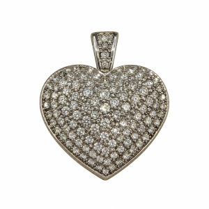 Silver Tone Pave Set Heart Pendant with Clear Stones - ML3778
