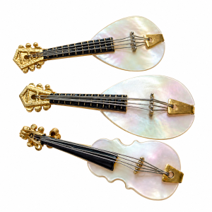 Brooches - 2 x Mandolin Mother of Pearl Brooches and 1 x Violin Mother of Pearl Brooch - ML3785
