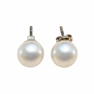 Earrings - Silver Tone White Pearl Stud Earrings - ML3786