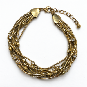 Bracelet - Gold Tone Bracelet with Delicate Scattered Stone Accents - ML3802